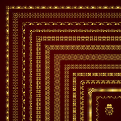 Large collection of corner borders and frames in gold