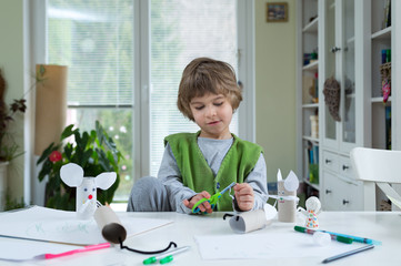Little boy being creative