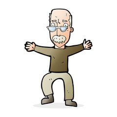 Fototapeta premium cartoon old man waving arms