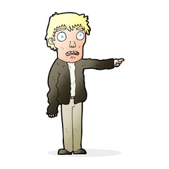 Fototapeta premium cartoon terrified man pointing