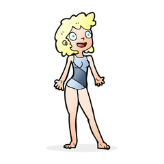 cartoon woman in swimming costume