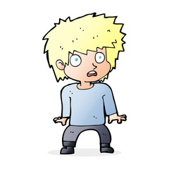 cartoon frightened boy