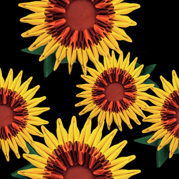 Origami sunflowers group
