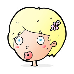 cartoon surprised female face
