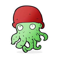 cartoon alien head wearing hat