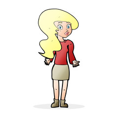 cartoon woman shrugging shoulders