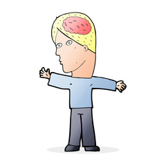 cartoon man with brain