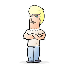 cartoon annoyed man with folded arms