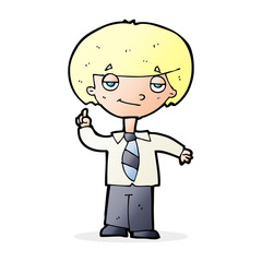 cartoon school boy answering question