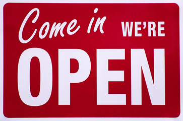 Come in we're open sign