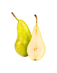 Green pear with half