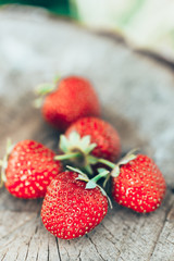 Tasty Beautiful Strawberries. Organic Berries Closeup. Juicy Fre