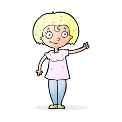cartoon happy woman pointing
