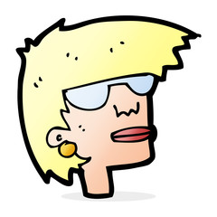 cartoon female face with glasses
