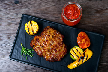 pork steak with vegetables