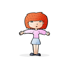 cartoon woman shrugging shoulders