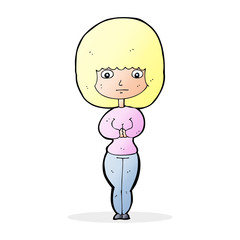 cartoon shy woman