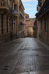 Ancient desert street after rain. Salamanca. Spain.