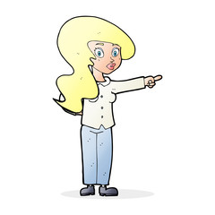 cartoon pretty woman pointing