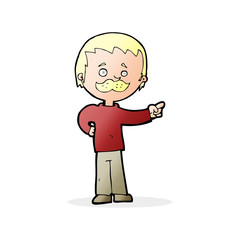 cartoon man with mustache pointing