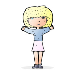 Fototapeta premium cartoon woman raising arms in air