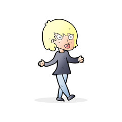 cartoon woman with open arms