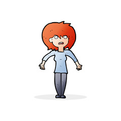 cartoon woman shrugging shoulders