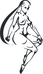 Silhouette of the sitting woman