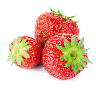 Three strawberry fruits