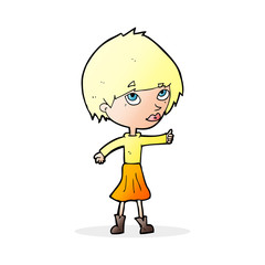 cartoon woman giving thumbs up symbol