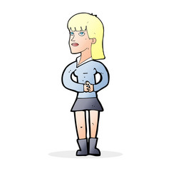 cartoon woman waiting