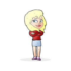 cartoon woman with crossed arms