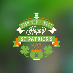 St. Patricks Day Holiday Badge Design. Vector Greetings Card Design. Saint Patricks Day Background. Happy Saint Patricks Day