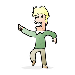 cartoon frightened man pointing