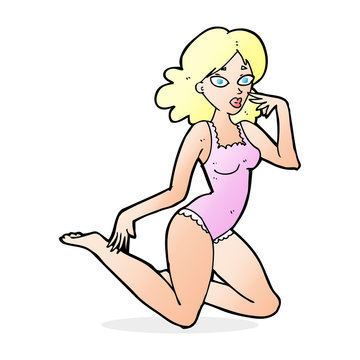 cartoon woman in lingerie