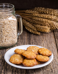 Homemade oat cookies for tasty breakfast.