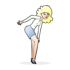 cartoon annoyed woman rubbing knee