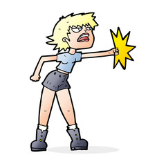 cartoon woman punching