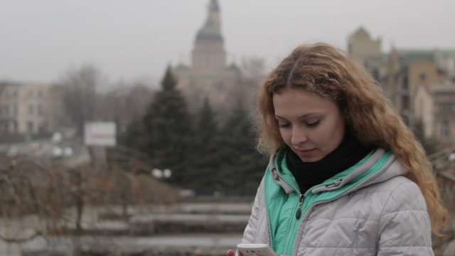 The girl completes the call