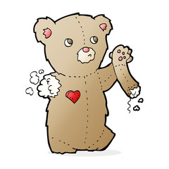 cartoon teddy bear with torn arm