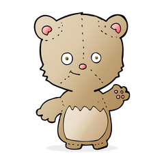 cartoon little teddy bear waving