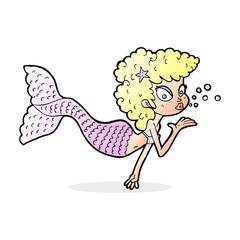 cartoon mermaid blowing kiss