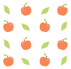 Seamless vector pattern with apples and leaves