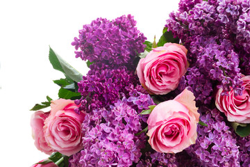 Lilac flowers with roses