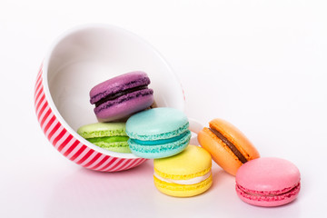 colorful macaroons are inverted in a circle