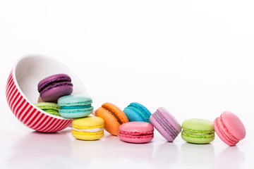colorful macaroons are inverted in a circle