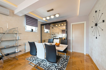 Interior of a modern apartment, dining area