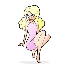 cartoon attractive woman posing