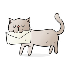 cartoon cat carrying letter