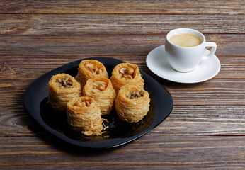 Eastern sweets and cup of coffee